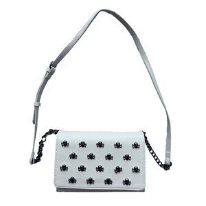 Betsey Johnson Xosybil Crossbody Skull Stud Bag Chalk